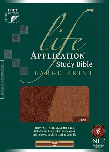 Cover of Holy Bible: New Living Translation, Brown/Tan, Leatherlike, Life Application Study Bible Large Print