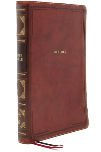 Cover of NKJV, Thinline Bible, Large Print, Leathersoft, Brown, Thumb Indexed, Red Letter, Comfort Print