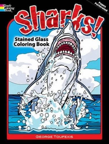 Cover of Sharks! Stained Glass Coloring Book