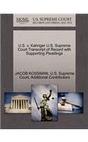 Cover of U.S. V. Kahriger U.S. Supreme Court Transcript of Record with Supporting Pleadings