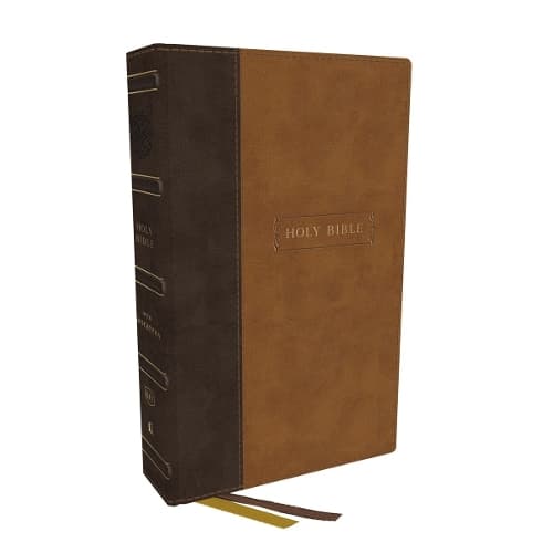 Cover of KJV Holy Bible with Apocrypha and 73,000 Center-Column Cross References, Brown Leathersoft, Red Letter, Comfort Print: King James Version