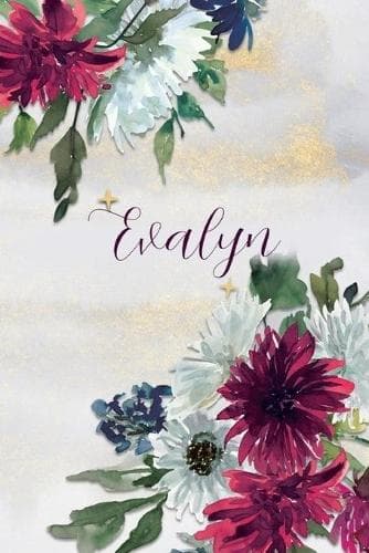 Cover of Evalyn: Personalized Journal Gift Idea for Women (Burgundy and White Mums)