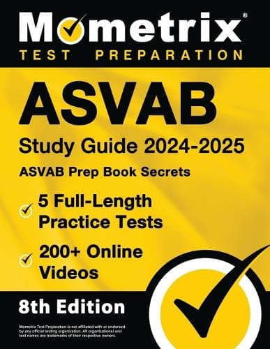 Cover of ASVAB Study Guide 2024-2025 - 5 Full-Length Practice Tests, ASVAB Prep Book Secrets, 200+ Online Videos