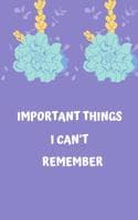 Cover of Important Things I Can't Remember
