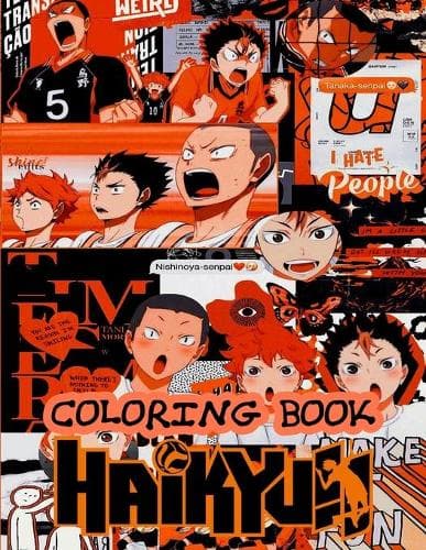 Cover of Haikyuu Coloring Book: For adults and for kids high quality illustrations. The best +30 high-quality Illustrations. Anime Coloring Book, Haikyuu Coloring Book, Volleyball 