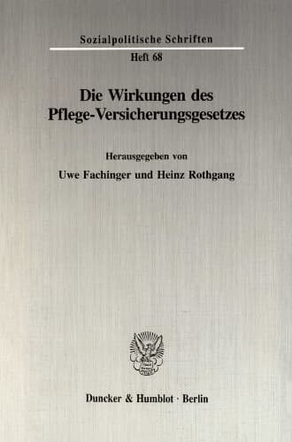 Cover of Die Wirkungen Des Pflege-Versicherungsgesetzes