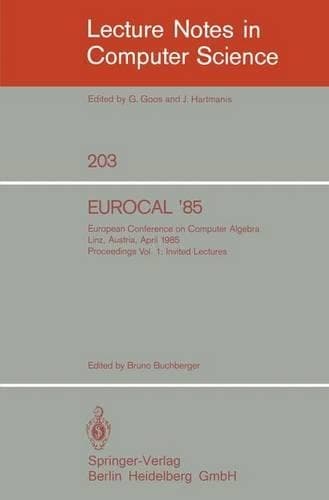 Cover of EUROCAL '85. European Conference on Computer Algebra. Linz, Austria, April 1-3, 1985. Proceedings