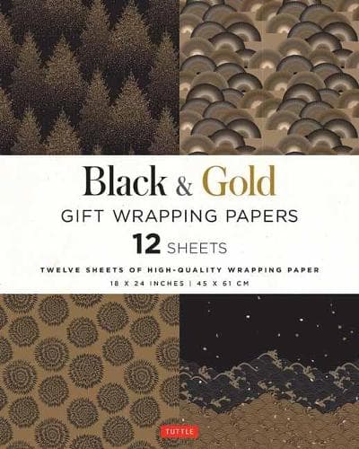 Cover of Black & Gold Gift Wrapping Papers - 12 Sheets