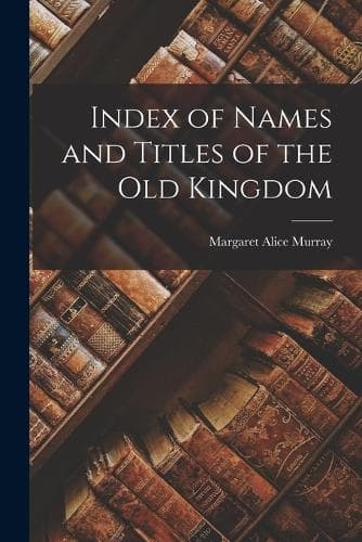 Cover of Index of Names and Titles of the old Kingdom