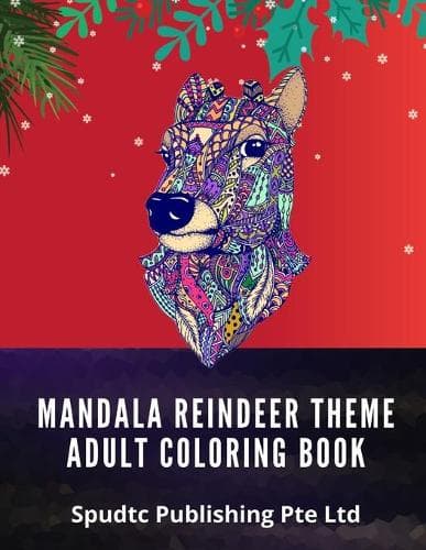 Cover of Mandala Reindeer Theme Adult Coloring Book