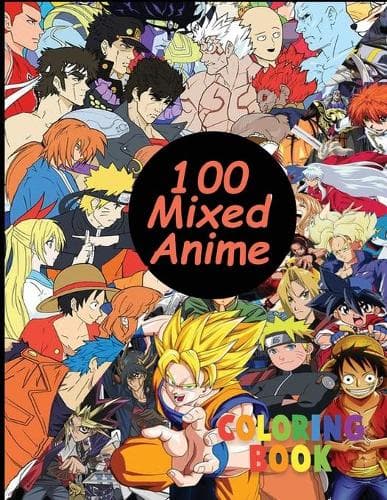 Cover of 100 mixed anime coloring book