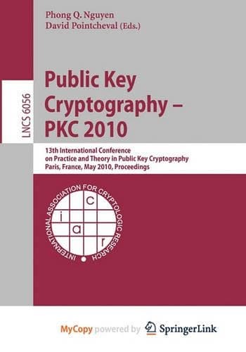 Cover of Public Key Cryptography - Pkc 2010