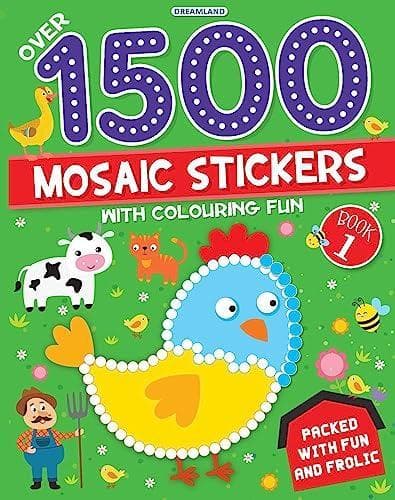 Cover of 1500 Mosaic Stickers Book 1 with Colouring Fun - Sticker Book for Kids Age 4 - 8 years
