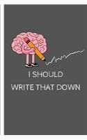 Cover of I Should Write That Down