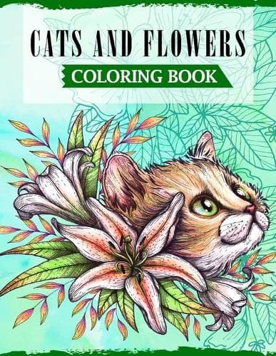 Cover of Cats & Flowers Coloring Book