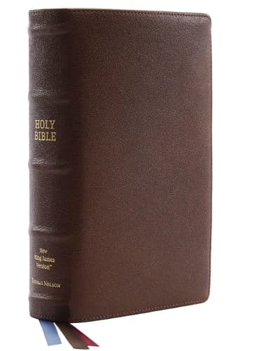 Cover of NKJV, Single-Column Reference Bible, Premium Goatskin Leather, Brown, Premier Collection, Comfort Print