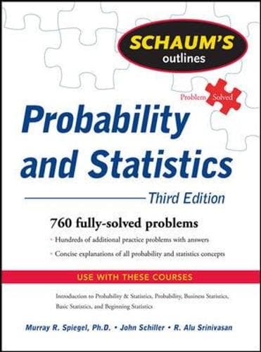 Cover of Schaum's Outline of Probability and Statistics, 3/E