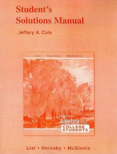 Cover of Student Solutions Manual for Algebra for College Students