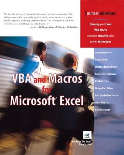 Cover of VBA and Macros for Microsoft Excel