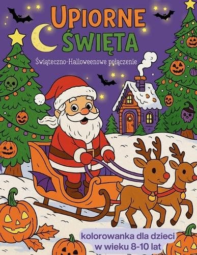 Cover of Upiorne Święta. Świąteczno-Halloweenowe polączenie. Kolorowanka dla dzieci w wieku 8-10 lat