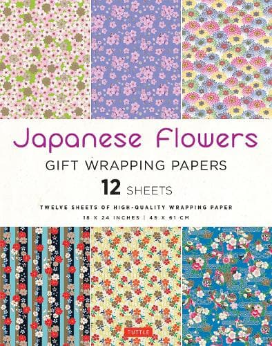 Cover of Japanese Flowers Gift Wrapping Papers - 12 sheets