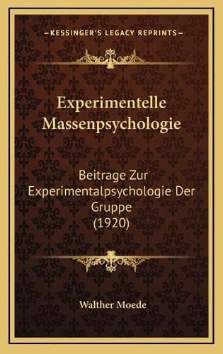 Cover of Experimentelle Massenpsychologie