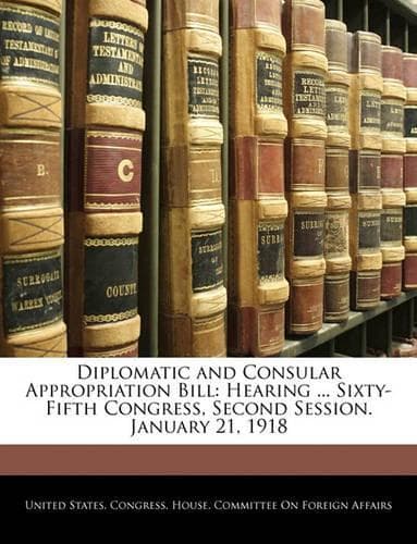 Cover of Diplomatic and Consular Appropriation Bill