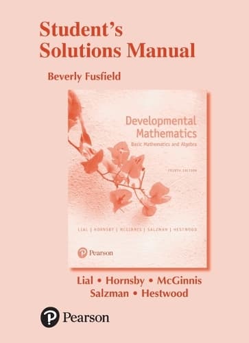 Cover of Student Solutions Manual for Developmental Mathematics: Basic Mathematics and Algebra