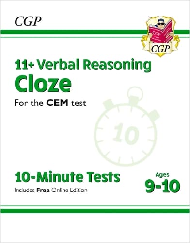 Cover of 11+ CEM 10-Minute Tests: Verbal Reasoning Cloze - Ages 9-10 (with Online Edition)