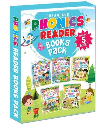 Cover of Phonics Reader 5 Books Pack for Children Age 3 -10 Years -Alphabet Sounds, A to Z, Short and Long Vowel Sounds, Word Families Short and Long Vowel Sounds, Blends and Combination Sounds, Tricky Words