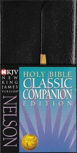 Cover of NKJV, Checkbook Bible, Compact, Bonded Leather, Black, Wallet Style, Red Letter