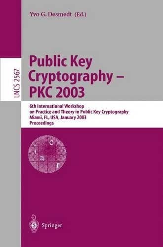 Cover of Public Key Cryptography - Pkc 2003