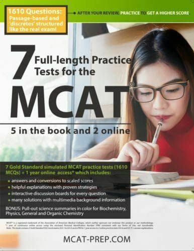 Cover of 7 Full-Length MCAT Practice Tests: 5 in the Book and 2 Online