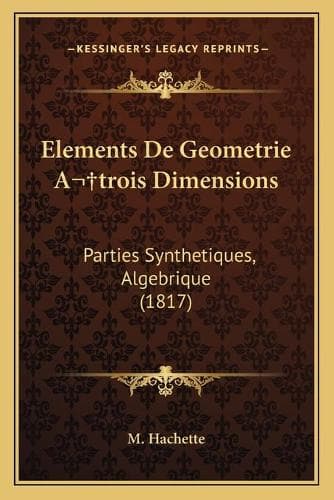 Cover of Elements De Geometrie A trois Dimensions