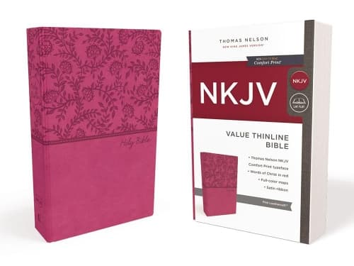 Cover of NKJV, Value Thinline Bible, Pink Leathersoft, Red Letter, Comfort Print