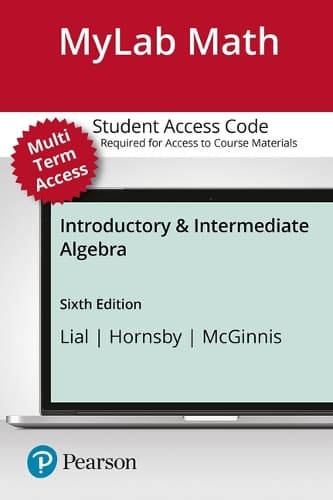 Cover of Mylab Math with Pearson Etext -- Standalone Access Card -- 24 Month for Introductory & Intermediate Algebra