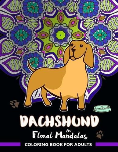 Cover of Dachshund in Floral Mandalas Coloring Book for Adults