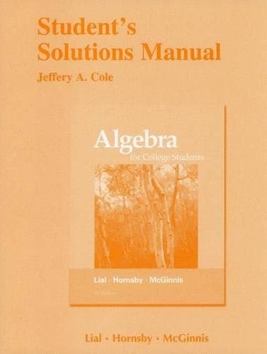 Cover of Student's Solutions Manual for Algebra for College Students