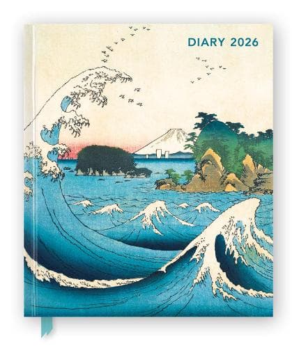Cover of Japanese Woodblocks 2026 Desk Diary Planner - Week to View, Illustrated Throughout