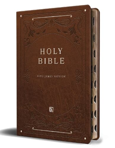 Cover of KJV Holy Bible, Giant Print Thinline Large Format, Brown Premium Imitation Leather with Ribbon Marker, Red Letter, and Thumb Index (KJV Large Size Giant Print Editions)