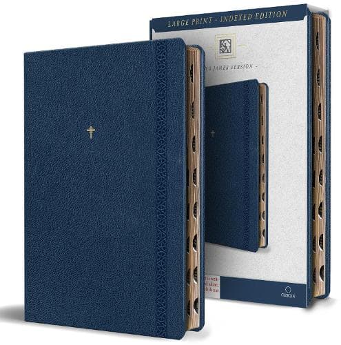 Cover of KJV Holy Bible, Large Print Handy Size Format, Blue Premium Imitation Leather with Ribbon Marker, Red Letter, Thumb Index: KJV Holy Bible, Large Print ... With Ribbon Marker, Red Letter, Thumb Index