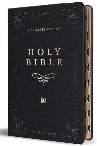 Cover of KJV Holy Bible, Giant Print Thinline Large format, Black Premium Imitation Leath er with Ribbon Marker, Red Letter, and Thumb Index
