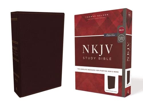 Cover of NKJV Study Bible, Premium Bonded Leather, Burgundy, Comfort Print
