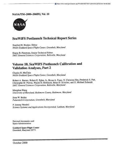 Cover of Seawifs Postlaunch Calibration and Validation Analyses