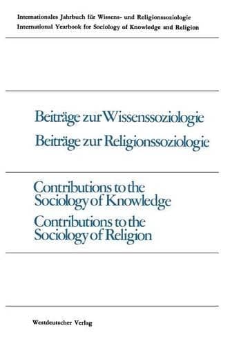 Cover of Beiträge zur Wissenssoziologie, Beiträge zur Religionssoziologie / Contributions to the Sociology of Knowledge Contributions to the Sociology of Religion