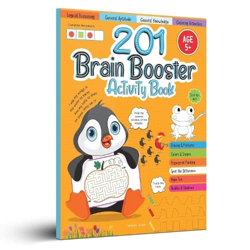 Cover of 201 Brain Booster Activity Book - Fun Activities and Exercises For Children: Tracing & Pattern, Colors & Shapes, Maze