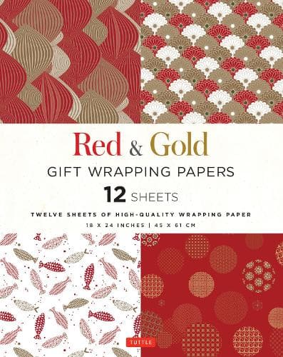 Cover of Red & Gold Gift Wrapping Papers - 12 Sheets