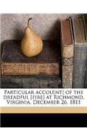 Cover of Particular Accou[nt] of the Dreadful [Fire] at Richmond, Virginia, December 26, 1811