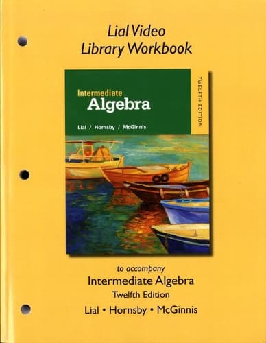 Cover of Lial Video Library Workbook for Intermediate Algebra