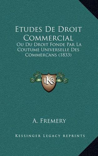 Cover of Etudes De Droit Commercial